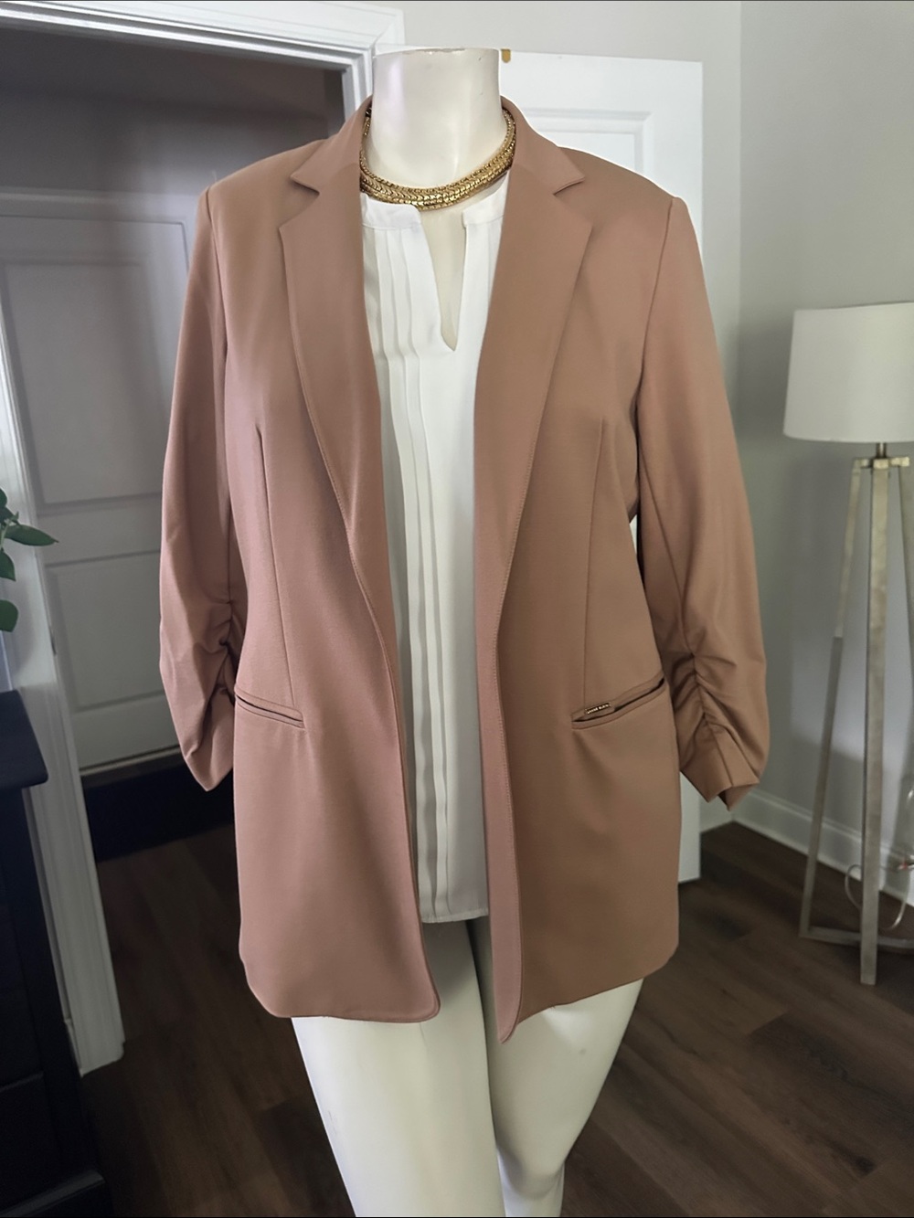 Anne Klein Dusty Rose Open-Front Blazer - Picture 3 of 14